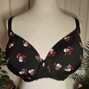SALE! Torrid Edgy Black Bra with Floral Skull Design